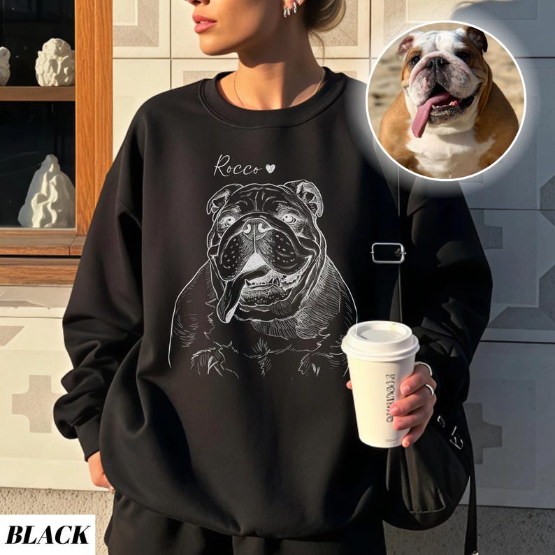 Custom Dog Photo Sweatshirt, Dog Owner Gift, Personalized Pet Portrait from Photo, Custom Dog Cat Drawing Shirt, Pet Memorial Gift il_794xN.7458474407_dhgi.jpg