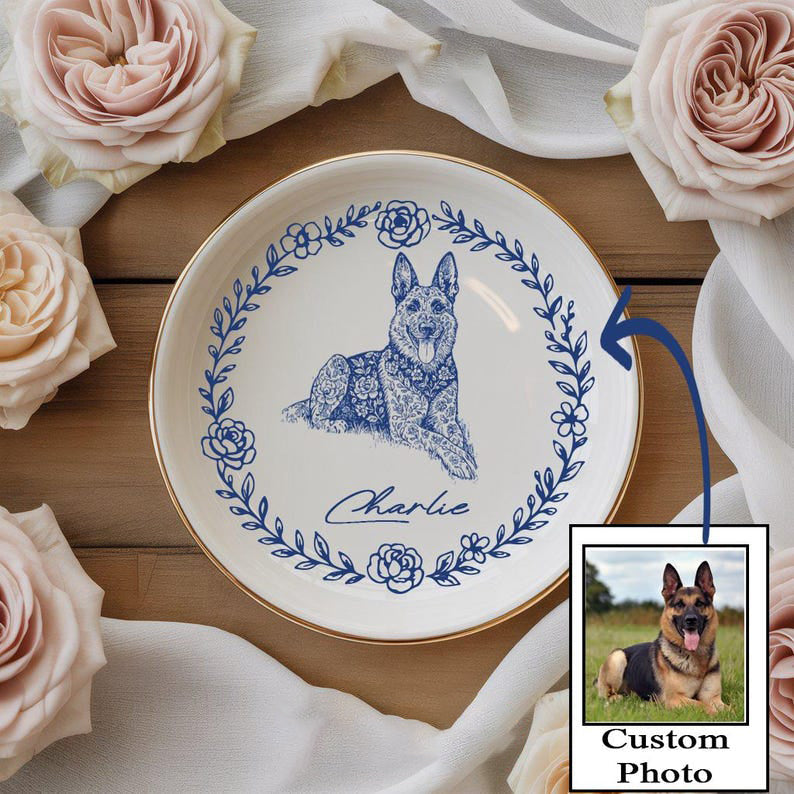 Custom Dog Cat Jewelry Dish, Toile De Jouy Pet Ring Dish , Personalized Pet Portrait Ceramic Christmas , Pet Mom Photo Gift, Pet Lover Gift il_794xN.7472087979_sqev.jpg