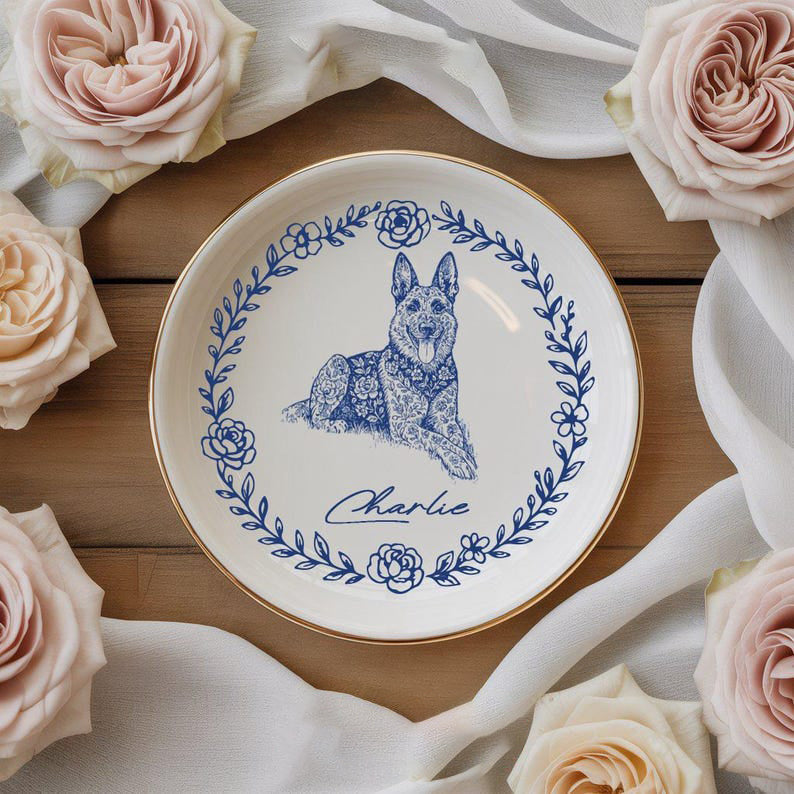 Custom Dog Cat Jewelry Dish, Toile De Jouy Pet Ring Dish , Personalized Pet Portrait Ceramic Christmas , Pet Mom Photo Gift, Pet Lover Gift il_794xN.7472087983_j4ap.jpg