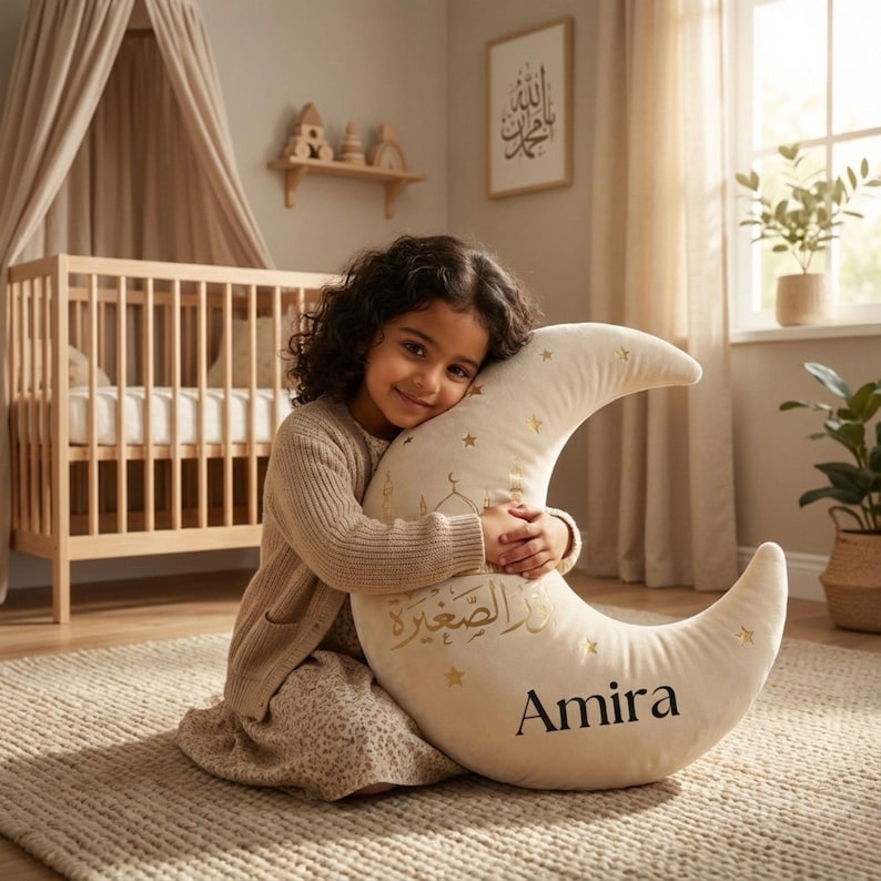 Personalized Moon Pillow Custom Name Islamic Nursery Decor Crescent Moon Cushion Ramadan Eid Kids Room Gift il_794xN.7530679923_qf6t.jpg