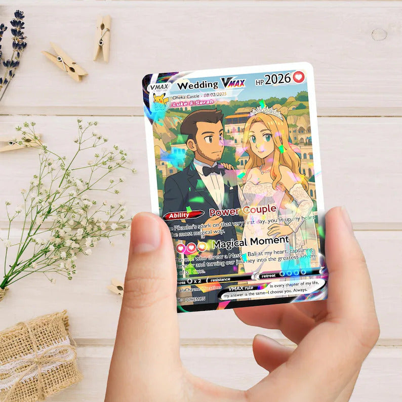 Personalized Anniversary Card, Custom Photo Pokemon Card, Anime Wedding Card, Anniversary Gift, Custom Card for Couple, Valentine's Day Gift il_794xN.7552750596_4g4u.jpg