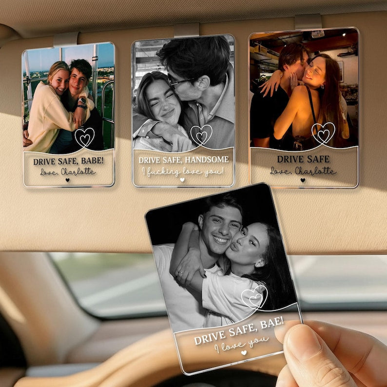 Personalized Couple Photo Car Visor Clip, Valentines Gift For Him, Drive Safe I Love You, Anniversary Gifts For Boyfriend, Drive Safe Gift il_794xN.7581228282_3mzy.jpg