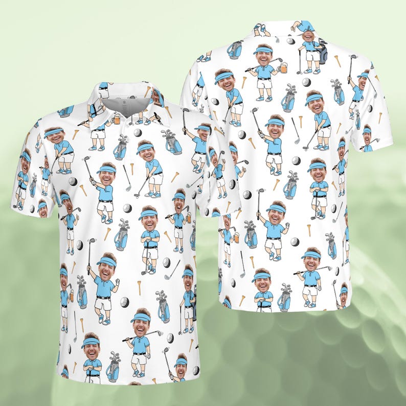 Personalized Golf Polo Shirt for Men, Custom Face Cartoon Golfer Polo, Funny Golf Lover Gift, Matching Golf Team Polo, Summer Golf Shirt il_794xN.7600327708_4bez.jpg