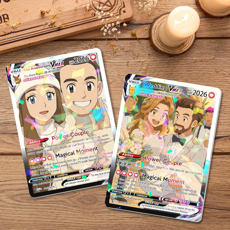 Personalized Anniversary Card, Custom Photo Pokemon Card, Anime Wedding Card, Anniversary Gift, Custom Card for Couple, Valentine's Day Gift il_794xN.7600694439_bue1.jpg