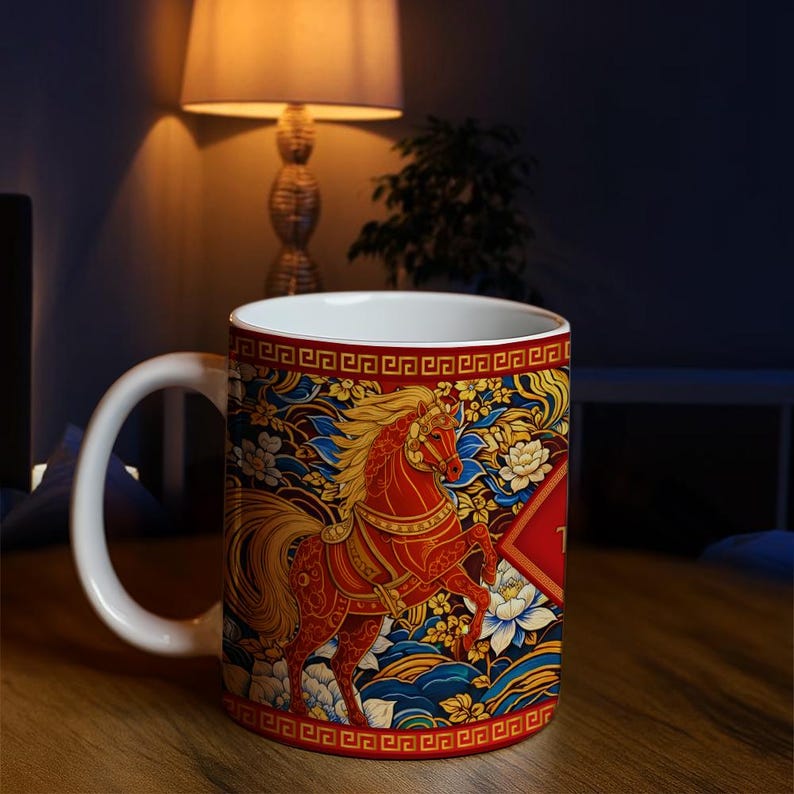 Year of the Horse Mug 2026, Chinese Zodiac Horse Coffee Mug, Lucky Feng Shui Gift for Prosperity, Lunar New Year Mug il_794xN.7612249204_83vy.jpg