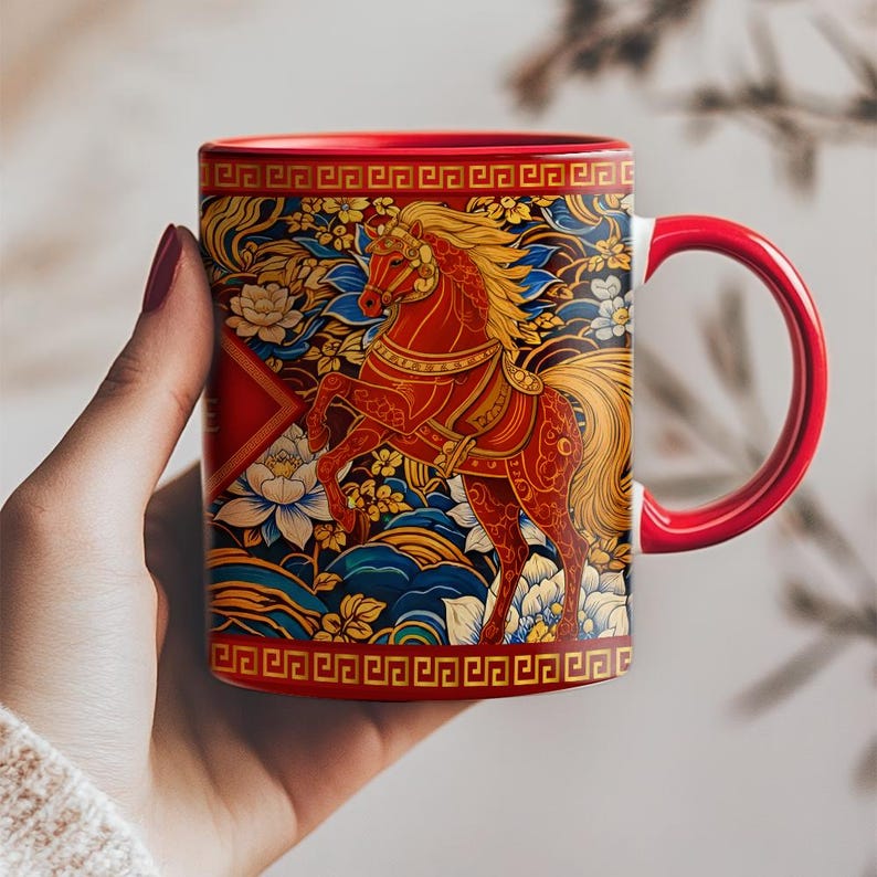 Year of the Horse Mug 2026, Chinese Zodiac Horse Coffee Mug, Lucky Feng Shui Gift for Prosperity, Lunar New Year Mug il_794xN.7612249220_5894.jpg