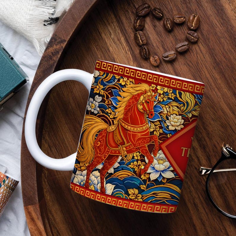 Year of the Horse Mug 2026, Chinese Zodiac Horse Coffee Mug, Lucky Feng Shui Gift for Prosperity, Lunar New Year Mug il_794xN.7612249234_9dz4.jpg