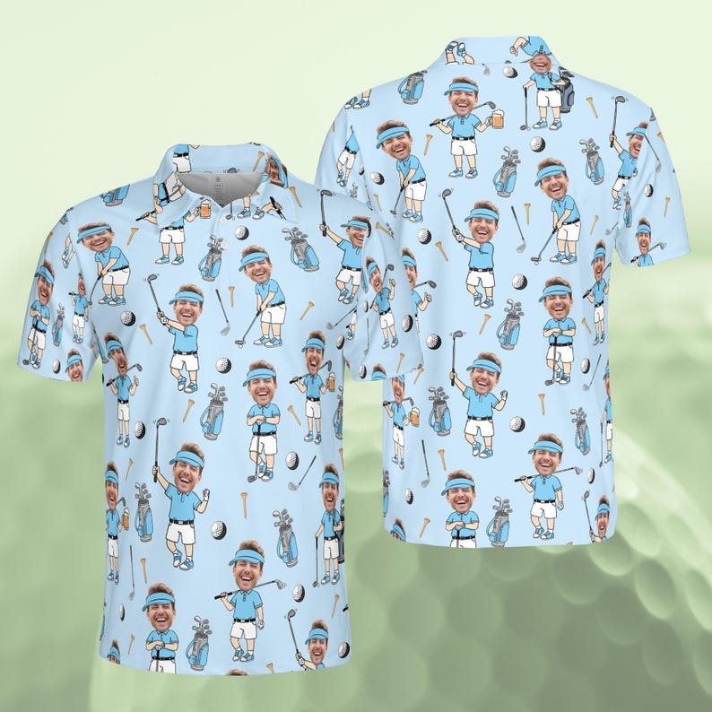 Personalized Golf Polo Shirt for Men, Custom Face Cartoon Golfer Polo, Funny Golf Lover Gift, Matching Golf Team Polo, Summer Golf Shirt il_794xN.7648269967_1ki0.jpg