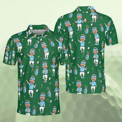 Personalized Golf Polo Shirt for Men, Custom Face Cartoon Golfer Polo, Funny Golf Lover Gift, Matching Golf Team Polo, Summer Golf Shirt il_794xN.7648269971_ky84.jpg