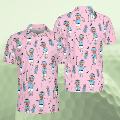 Personalized Golf Polo Shirt for Men, Custom Face Cartoon Golfer Polo, Funny Golf Lover Gift, Matching Golf Team Polo, Summer Golf Shirt il_794xN.7648269973_r6rn.jpg