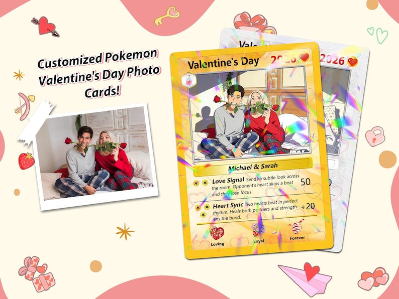 Custom Couple Poke Valentines Card, Personalized Photo Portrait Card, Valentine s Gift for Couples, Anniversary Keepsake, Gift for Him il_794xN.7651773693_nqym.jpg