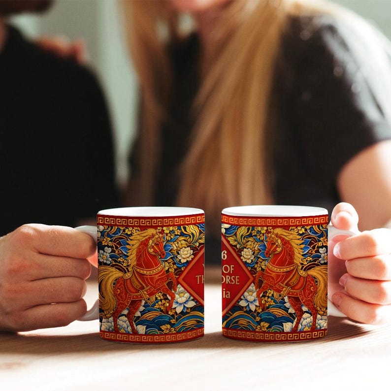 Year of the Horse Mug 2026, Chinese Zodiac Horse Coffee Mug, Lucky Feng Shui Gift for Prosperity, Lunar New Year Mug il_794xN.7660187485_lijl.jpg