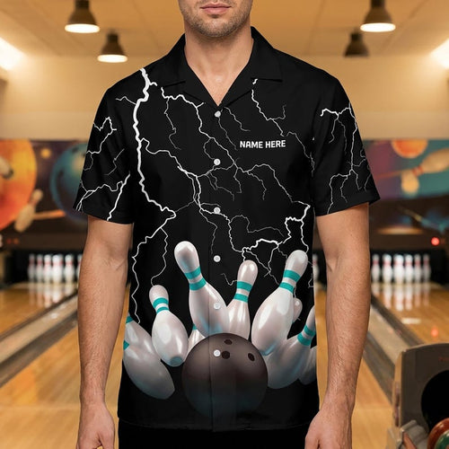 Custom Lightning Strike Bowling Shirt, Personalized Team Uniform, Player Name