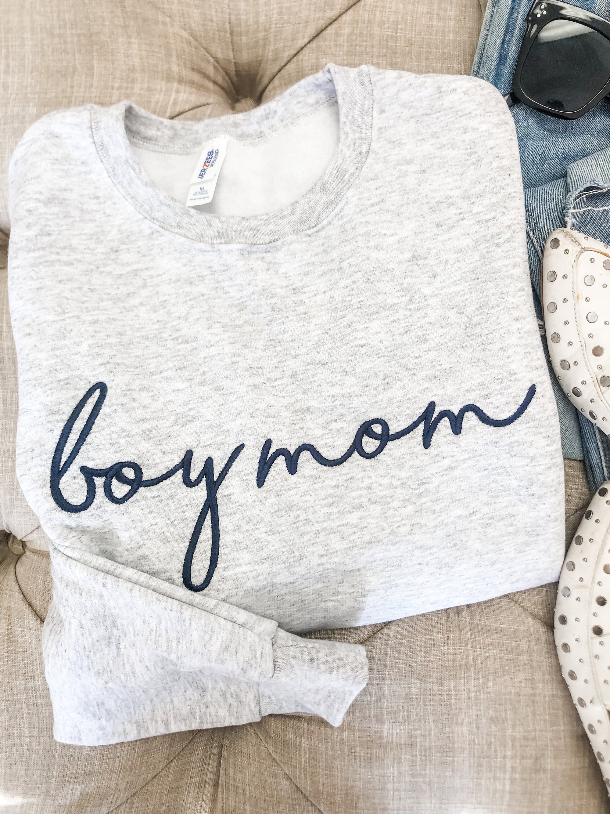 Boy Mom Embroidered Sweatshirt - Unisex Crewneck Pullover for Busy and Comfy Mom Life | Mother's Day Gift il_fullxfull.2898061763_pyj1.jpg