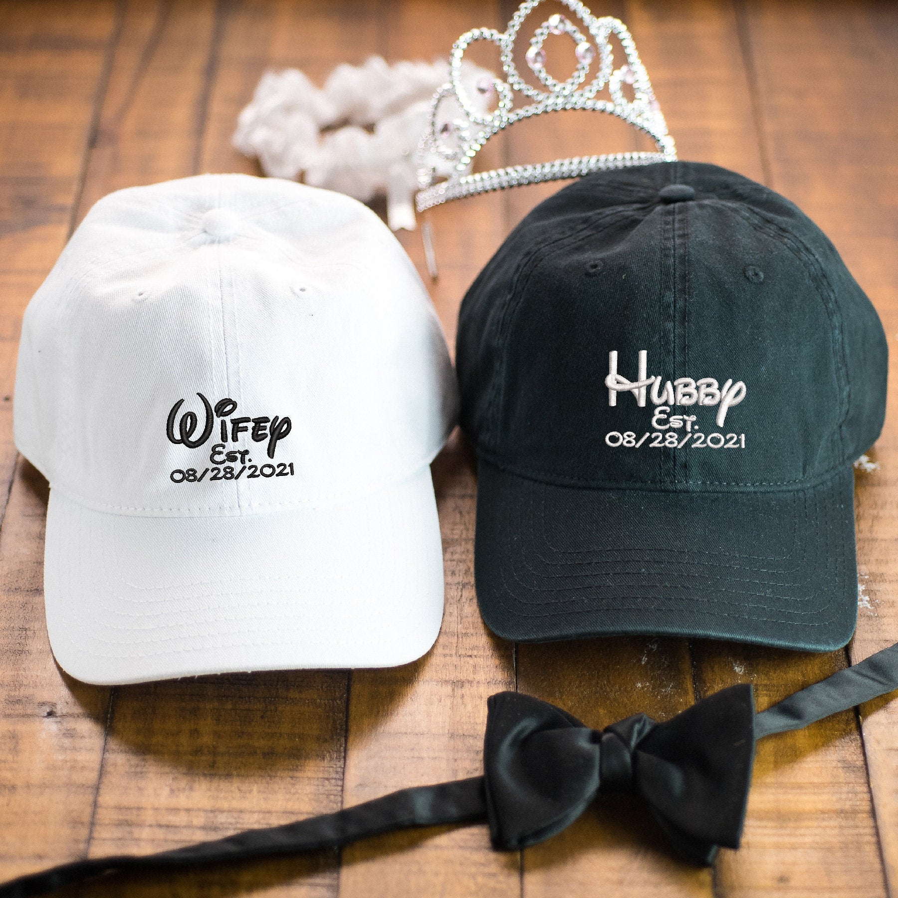 Personalized Hubby and Wifey Embroidered hat, Disney Bride, Custom hat, Just Married, Couples gift, Wedding gift, Engagement gift, Groom il_fullxfull.3365383564_t8o2.jpg