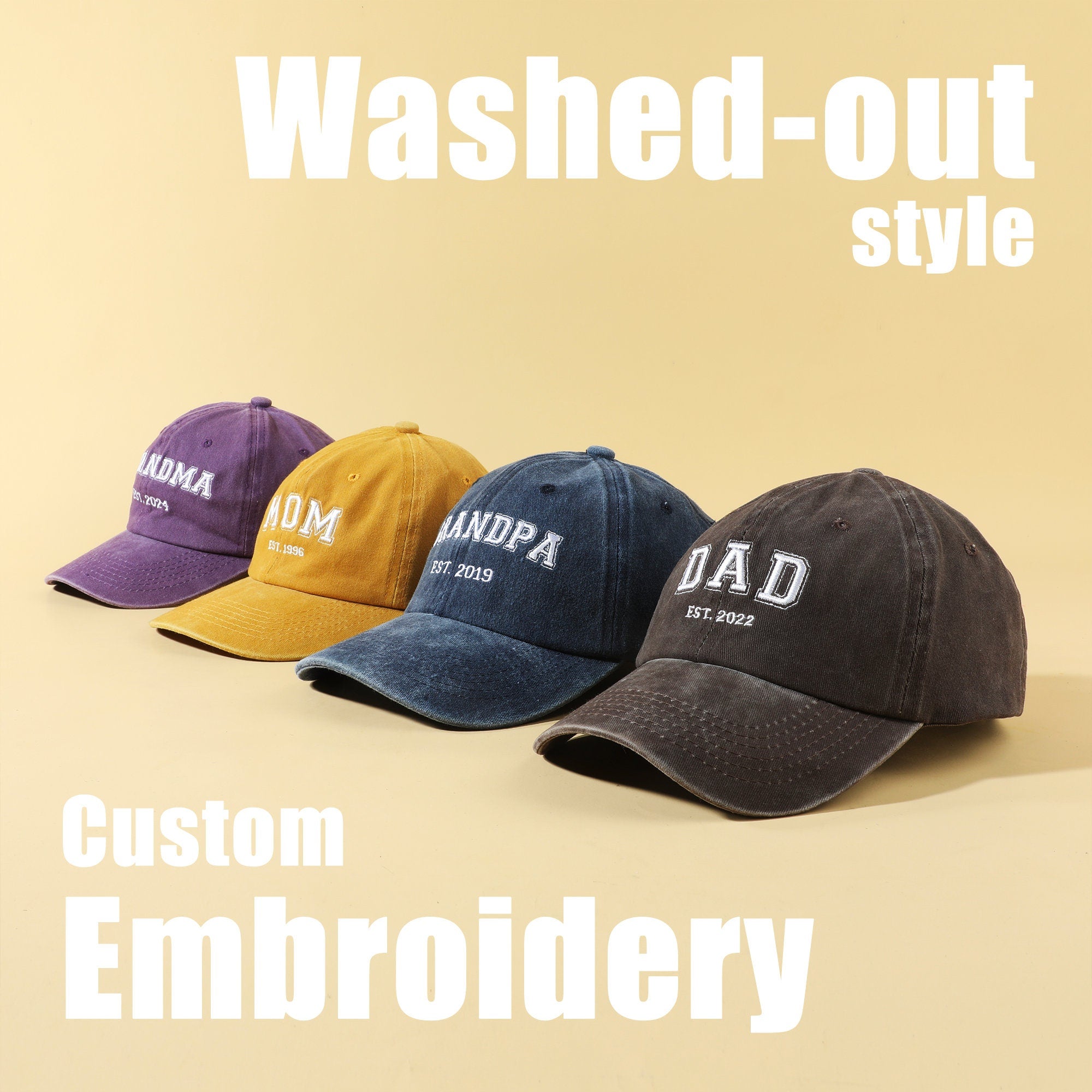 Personalized Embroidery Baseball Hat | Custom Dad Established Year Cap | Gift For New Dad Mom Grandpa Grandma | Pregnancy Announcement il_fullxfull.6087409560_ilj8.jpg
