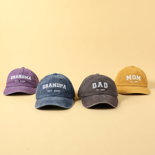 Personalized Embroidery Baseball Hat | Custom Dad Established Year Cap | Gift For New Dad Mom Grandpa Grandma | Pregnancy Announcement il_fullxfull.6135478815_bovz.jpg