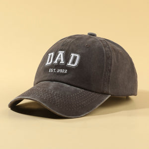 Personalized Embroidery Baseball Hat | Custom Dad Established Year Cap | Gift For New Dad Mom Grandpa Grandma | Pregnancy Announcement