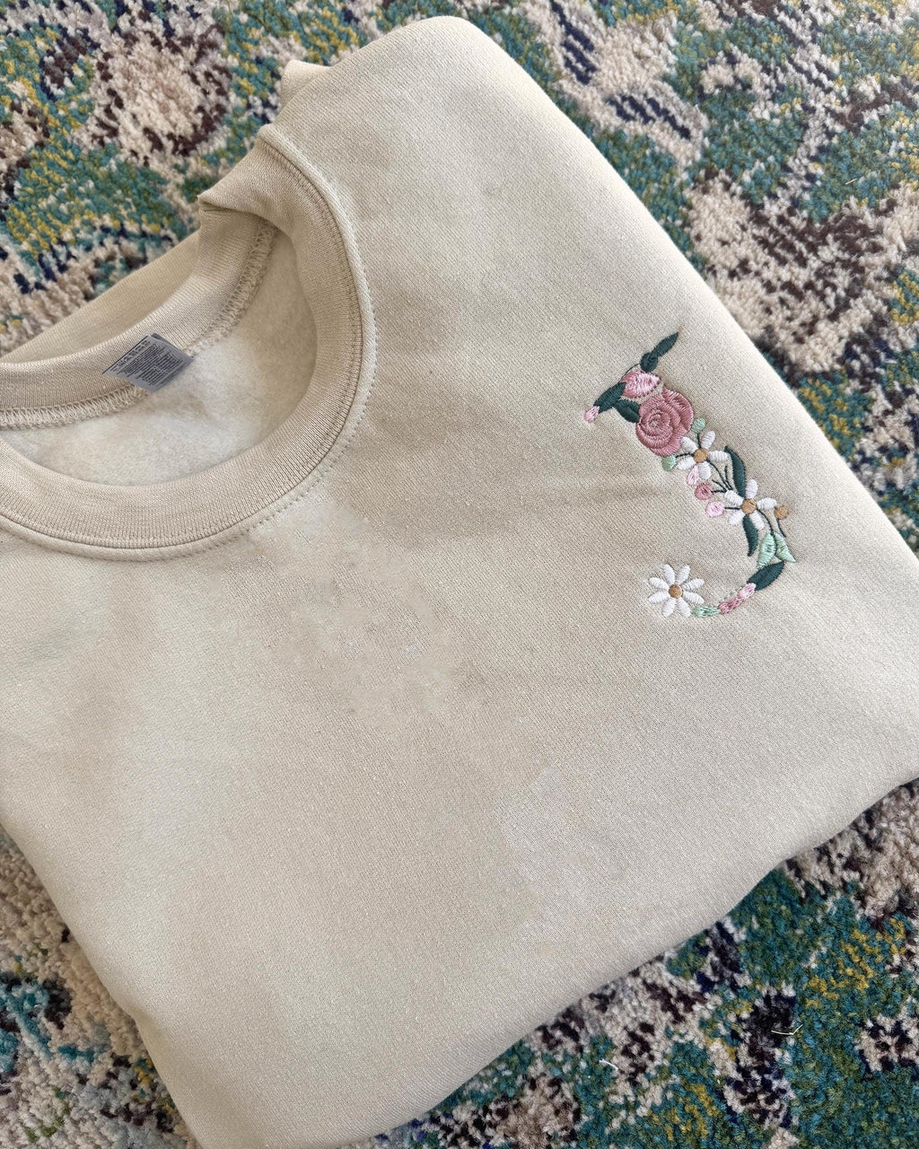 CUSTOM Initial Floral Embroidered Sweatshirt, Monogrammed Shirt, Crewneck Fall Vibes Flower Oversized Personalized Hoodie Embroidery Gift il_fullxfull.6348330300_iet1.jpg