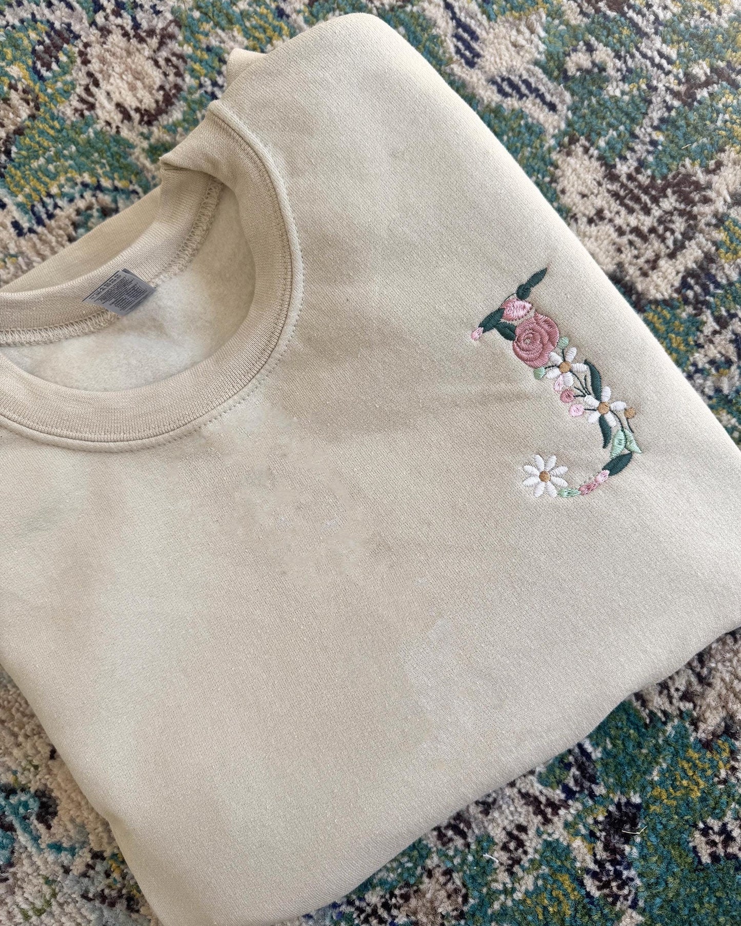 CUSTOM Initial Floral Embroidered Sweatshirt, Monogrammed Shirt, Crewneck Fall Vibes Flower Oversized Personalized Hoodie Embroidery Gift il_fullxfull.6348330300_iet1.jpg