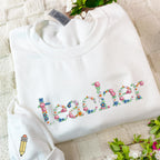 Teacher Embroidered Floral Sweatshirt, Personalized Name Teacher Hoodie, 1st Grade Teacher Shirt, Teacher School Shirt, New Teacher Gift il_fullxfull.6377392120_g4wg.jpg