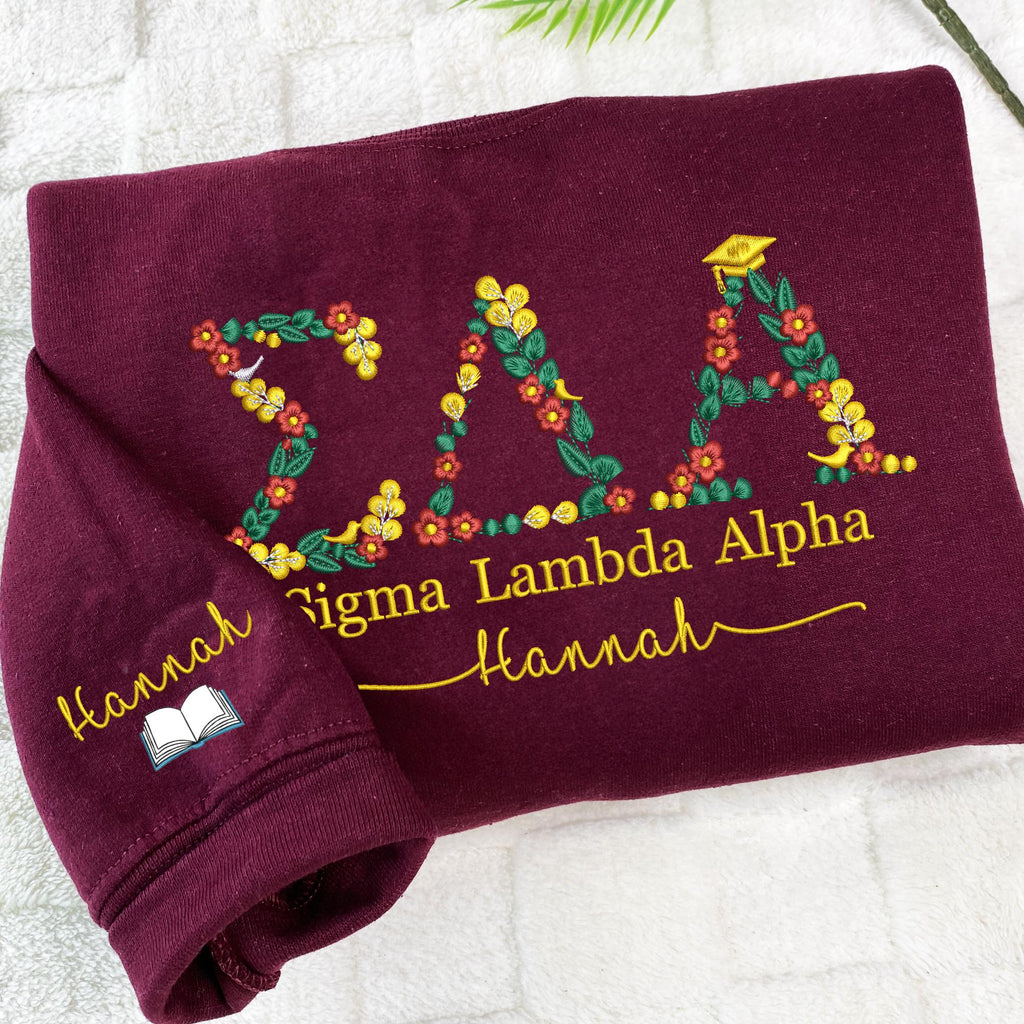 Floral College Embroidered Sweatshirt - Custom Sorority Gift College Hoodie - College Shirt - High School Shirt - Teacher Gift il_fullxfull.6389443724_anw2.jpg