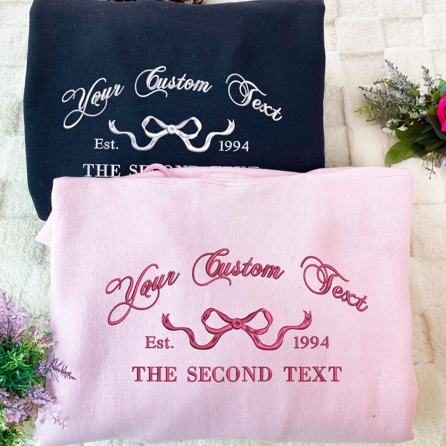 Embroidered Sorority Shirt, Girls Trip Sweatshirt, Coquette Sorority Tee, Custom Text Shirt, Custom College Sorority Crewnecks, BFF Gift il_fullxfull.6444970610_4bd1.jpg