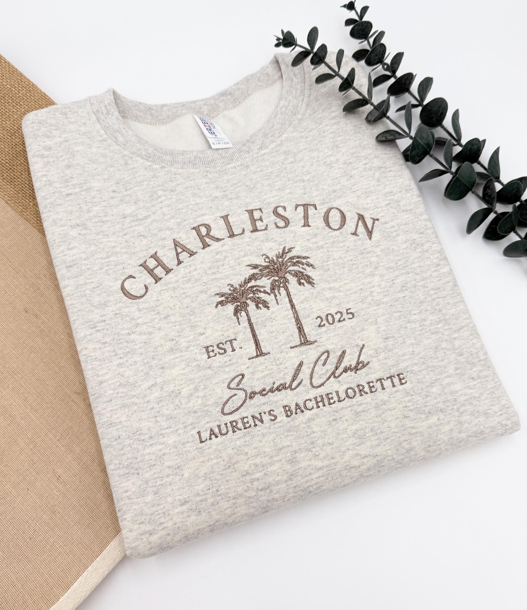 Custom Embroidered Bachelorette Sweatshirt | Personalized Bridal Party Hoodies | Girls Trip Crewneck | Charleston Bach | Luxury Gift for Her il_fullxfull.6663093194_p5kz.jpg