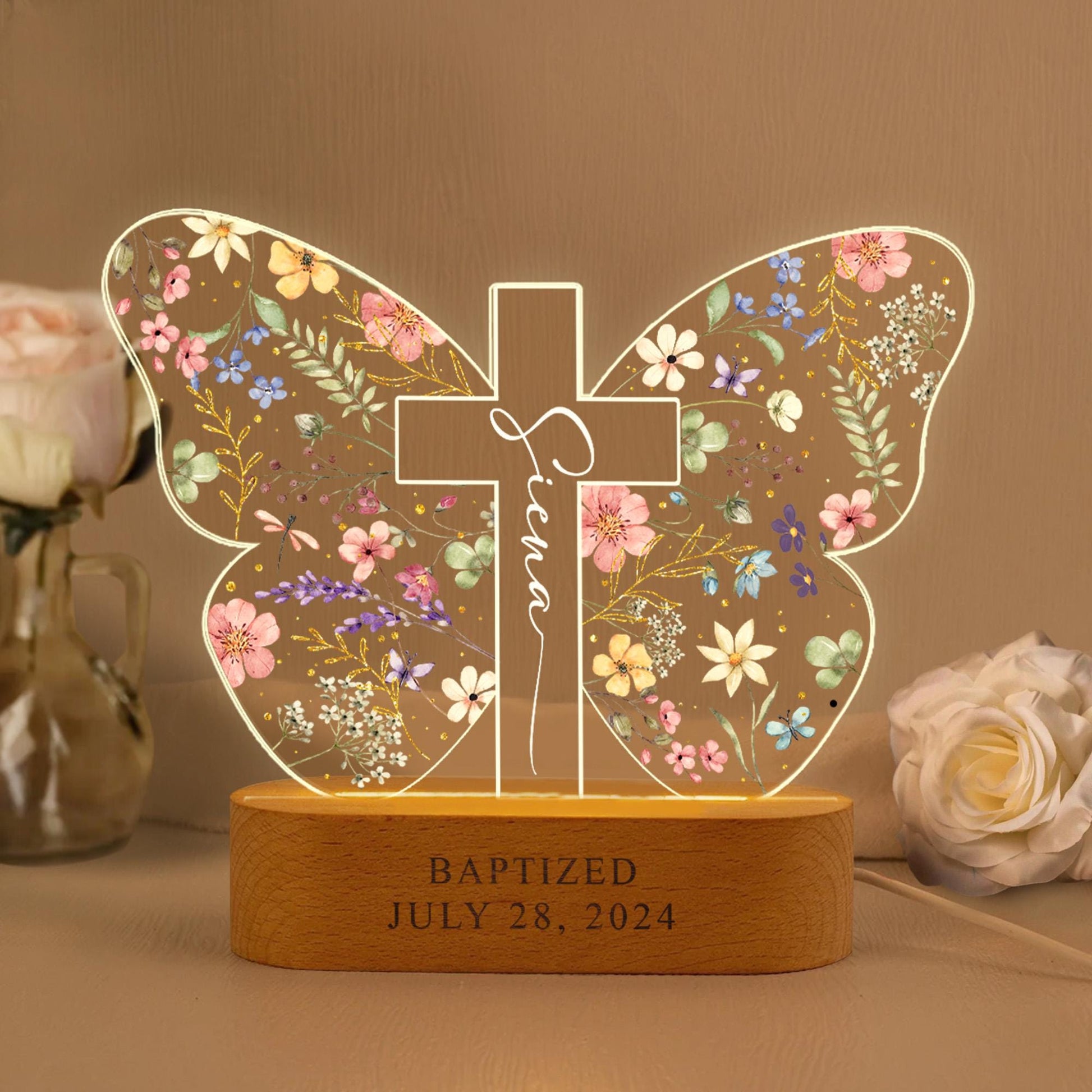 Personalized Baptism Gift For Kids, Custom Kids Name Butterfly Cross Night Light Gift For Goddaughter, Godson, Christian Nursery Decor Gift il_fullxfull.6679961964_o95z.jpg