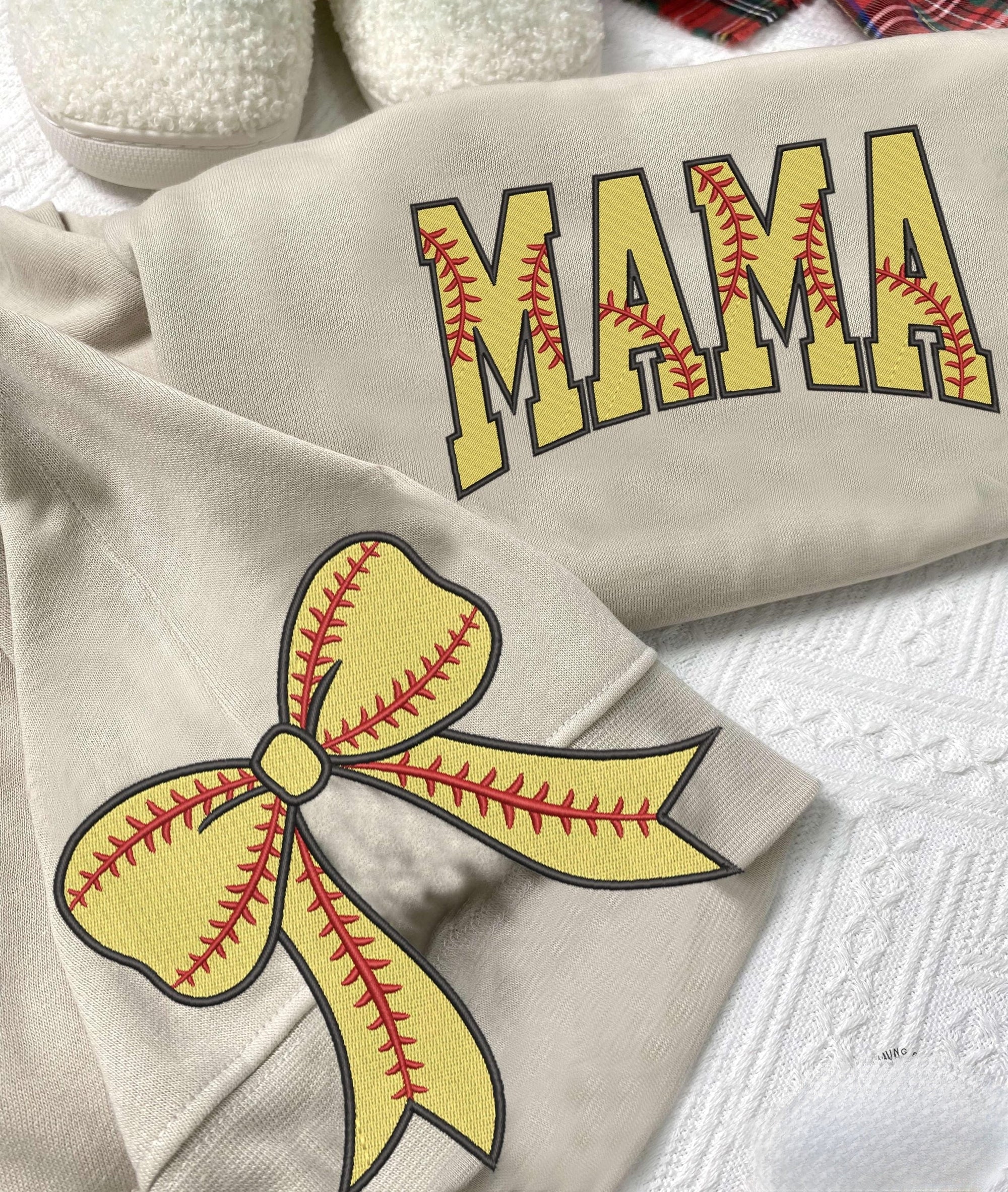 Embroidered Softball Mama Side Bow Sweatshirt, Mother's Day Shirt, Gift For Softball Lover Mom, Softball Season Shirt, Softball Mom Shirt il_fullxfull.6692403229_kk9a_1.jpg