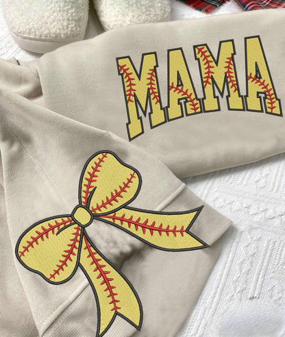 Embroidered Softball Mama Side Bow Sweatshirt, Mother's Day Shirt, Gift For Softball Lover Mom, Softball Season Shirt, Softball Mom Shirt il_fullxfull.6692403229_kk9a_1.jpg