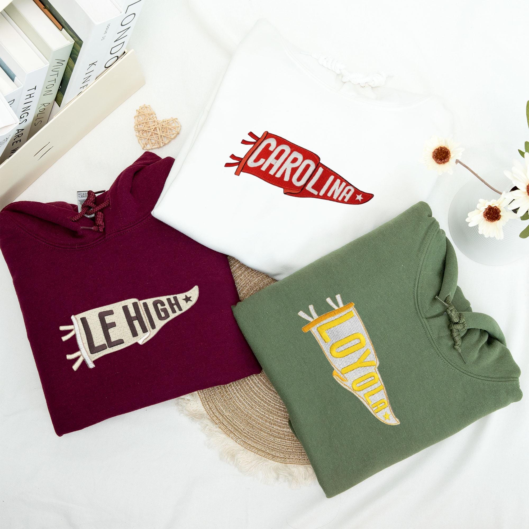 Embroidered Pennant Sweatshirt with Team Name, Custom Embroidered Pennant Shirt, Custom High School College Hoodie, Game Day, Friend Gift il_fullxfull.6694689424_p1yz.jpg