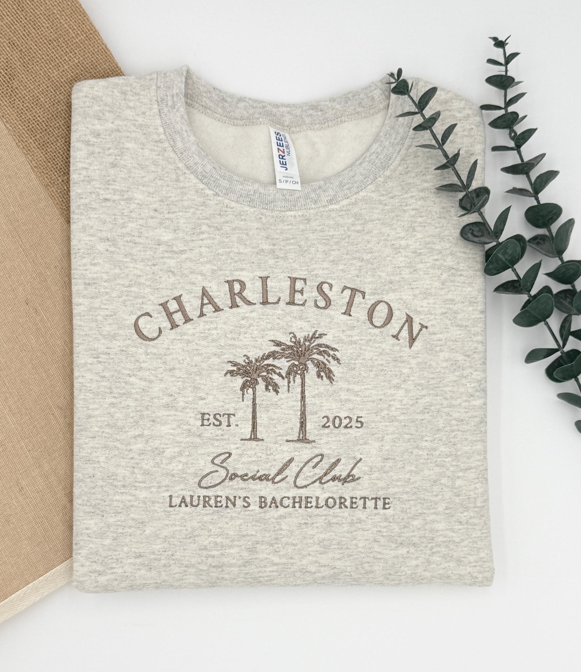 Custom Embroidered Bachelorette Sweatshirt | Personalized Bridal Party Hoodies | Girls Trip Crewneck | Charleston Bach | Luxury Gift for Her il_fullxfull.6711130973_2mz3.jpg