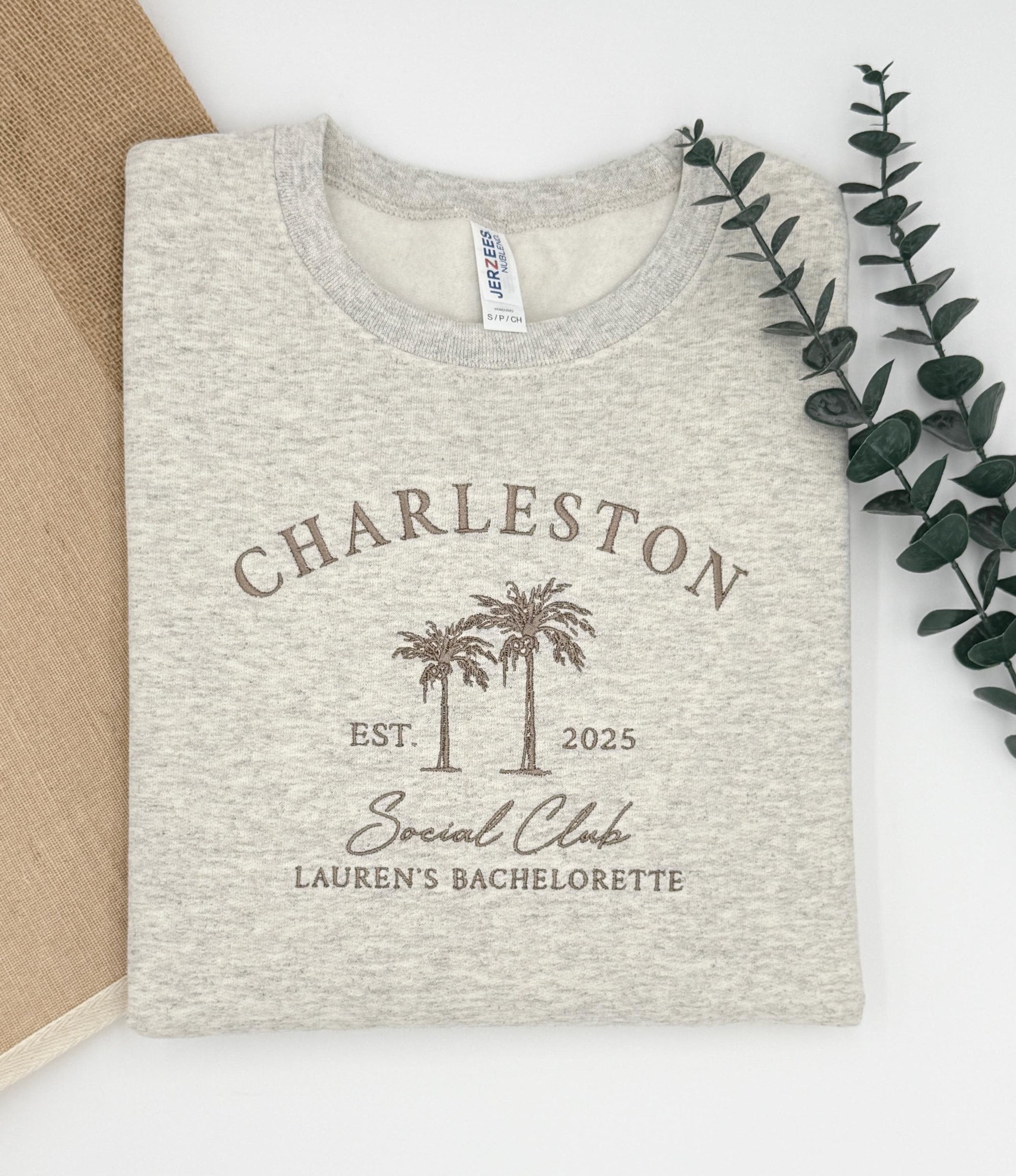 Custom Embroidered Bachelorette Sweatshirt | Personalized Bridal Party Hoodies | Girls Trip Crewneck | Charleston Bach | Luxury Gift for Her il_fullxfull.6711130973_2mz3.jpg