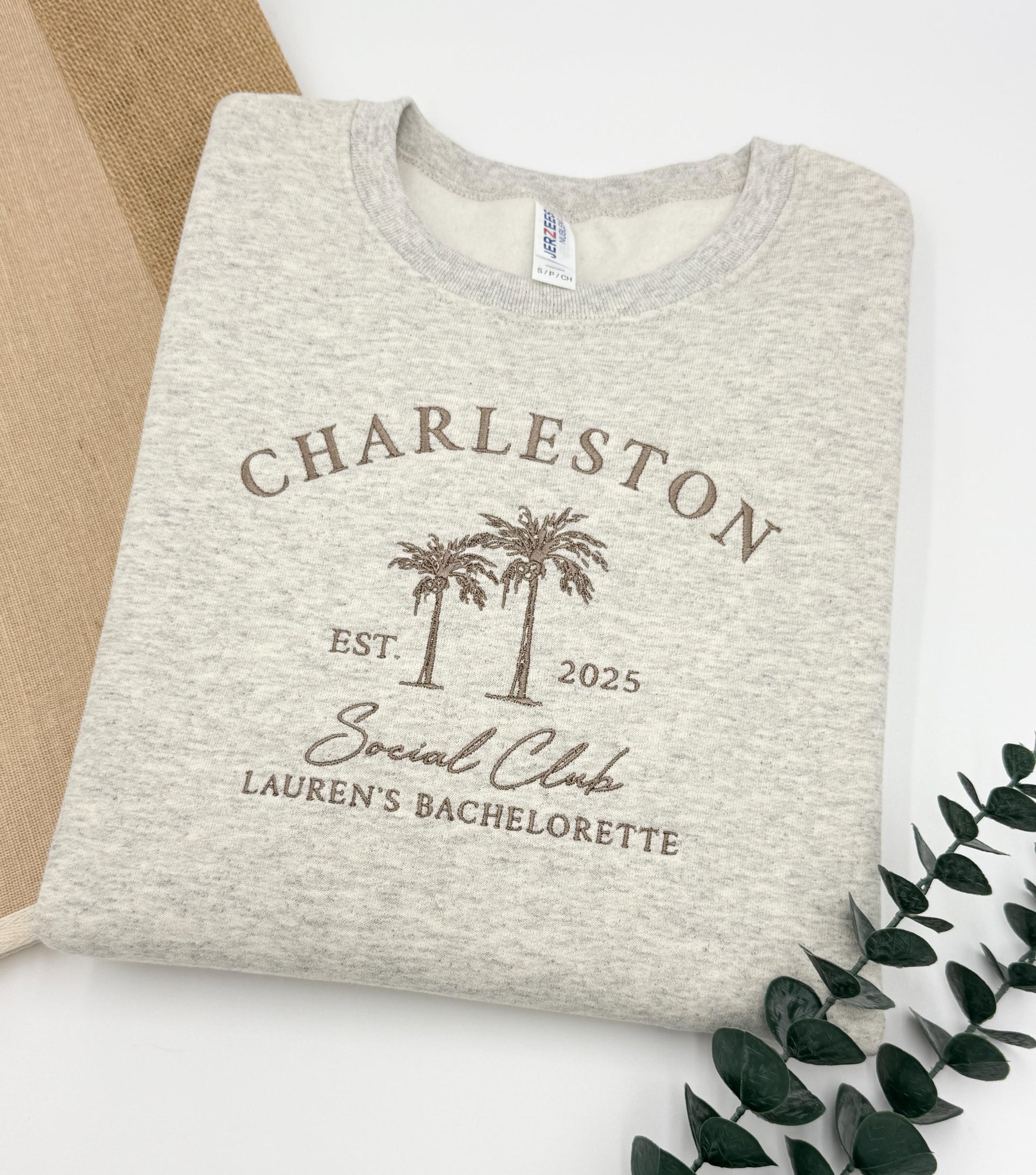 Custom Embroidered Bachelorette Sweatshirt | Personalized Bridal Party Hoodies | Girls Trip Crewneck | Charleston Bach | Luxury Gift for Her il_fullxfull.6711131139_azow.jpg