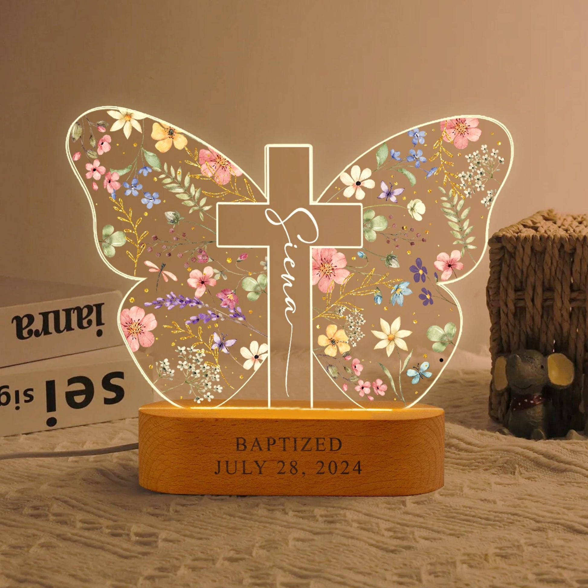 Personalized Baptism Gift For Kids, Custom Kids Name Butterfly Cross Night Light Gift For Goddaughter, Godson, Christian Nursery Decor Gift il_fullxfull.6727676549_2awt.jpg