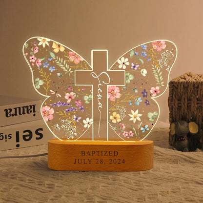 Personalized Baptism Gift For Kids, Custom Kids Name Butterfly Cross Night Light Gift For Goddaughter, Godson, Christian Nursery Decor Gift il_fullxfull.6727676549_2awt.jpg
