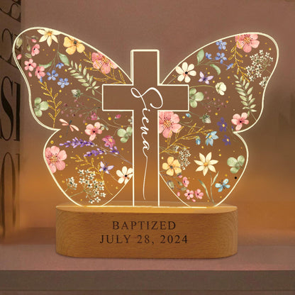 Personalized Baptism Gift For Kids, Custom Kids Name Butterfly Cross Night Light Gift For Goddaughter, Godson, Christian Nursery Decor Gift il_fullxfull.6727676567_1xk2.jpg