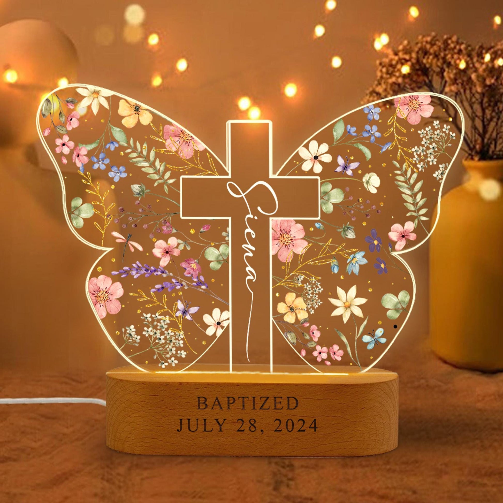 Personalized Baptism Gift For Kids, Custom Kids Name Butterfly Cross Night Light Gift For Goddaughter, Godson, Christian Nursery Decor Gift il_fullxfull.6727676571_f799.jpg