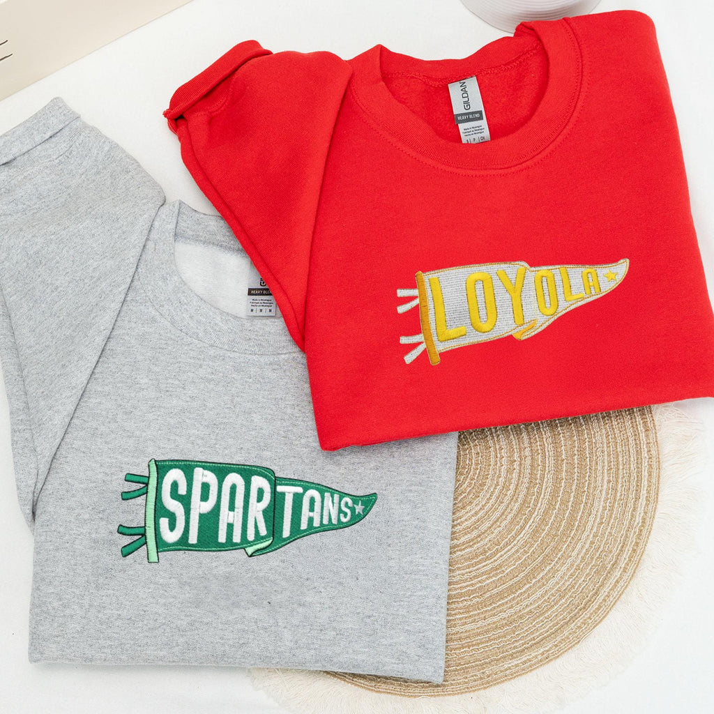 Embroidered Pennant Sweatshirt with Team Name, Custom Embroidered Pennant Shirt, Custom High School College Hoodie, Game Day, Friend Gift il_fullxfull.6742729523_b6y4.jpg