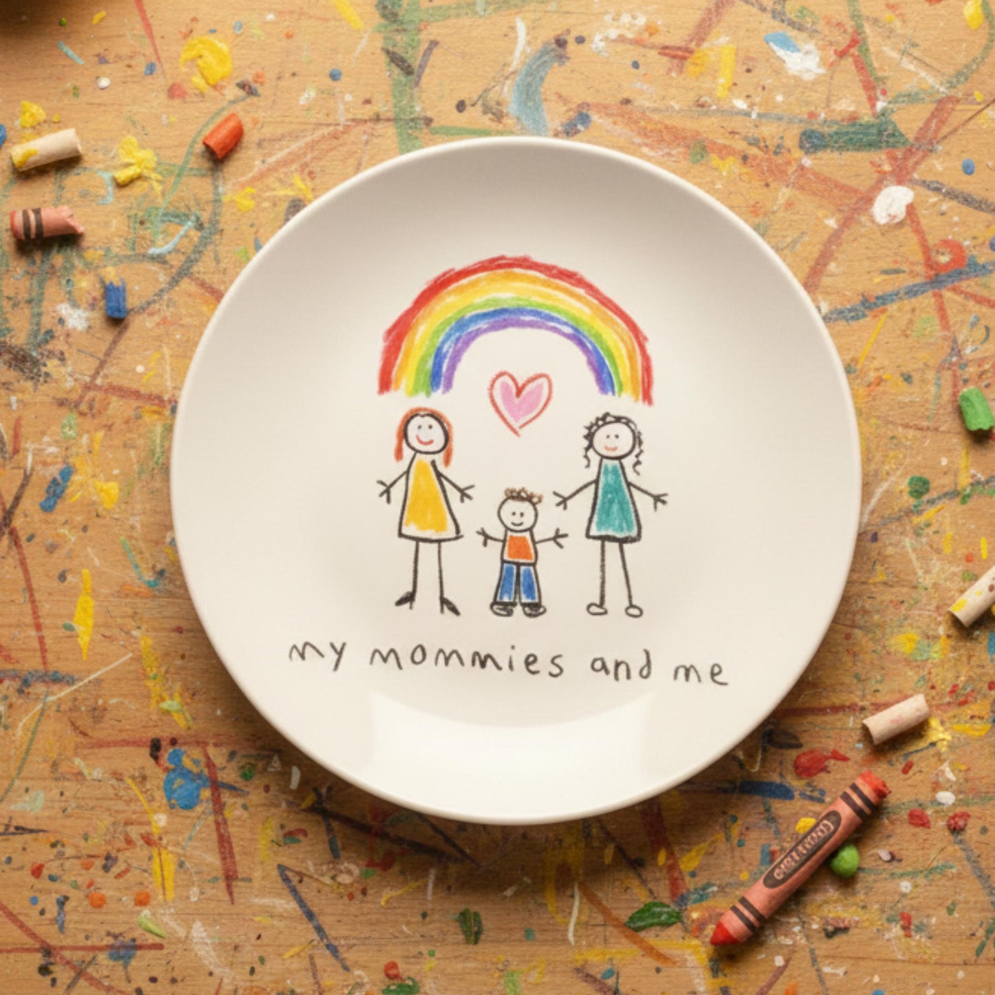 Personalized Kid's Drawing Ceramic Plate - Custom Artwork Plate Decor