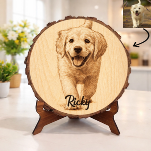 Custom Pet Engraved Portrait - Personalized Wooden Picture Frame