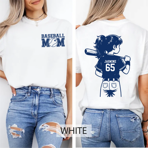 Personalized Baseball Mom Shirt Custom Kids Name & Number Tee