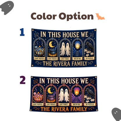 In This House We – Custom Personalized Family Flag – Halloween Gift