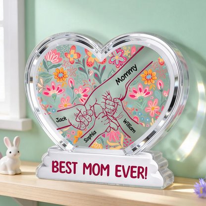 Mama Grandma Holding Hands - Personalized Heart Acrylic Plaque
