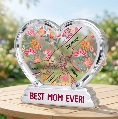 Mama Grandma Holding Hands - Personalized Heart Acrylic Plaque