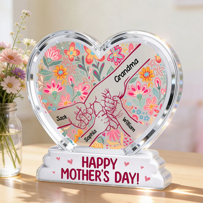 Mama Grandma Holding Hands - Personalized Heart Acrylic Plaque