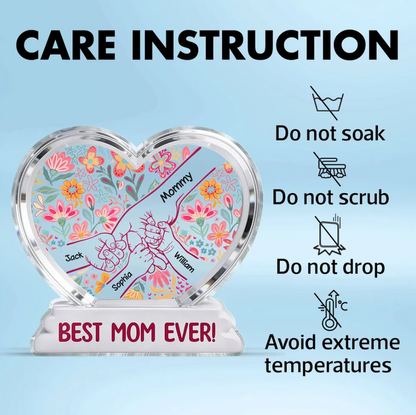 Mama Grandma Holding Hands - Personalized Heart Acrylic Plaque