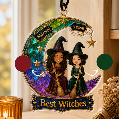 Best Witches – Personalized Photo Suncatcher Ornament – Halloween Gift For Bestie, Best Friend, Soul Sister