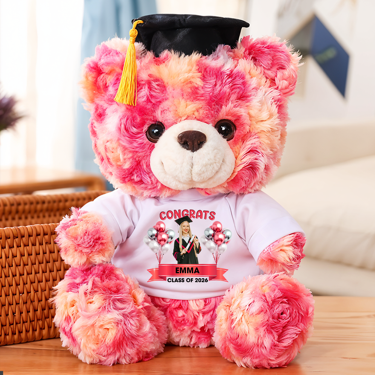 Bubble Custom Photo Class Of 2026 - Personalized Graduation Teddy Bear